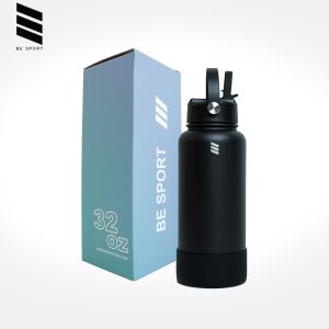 BES Wide mouth w/ flip cap Vacuum Insulated Stainless Steel Drinking Water Bottle 32 oz - Black
